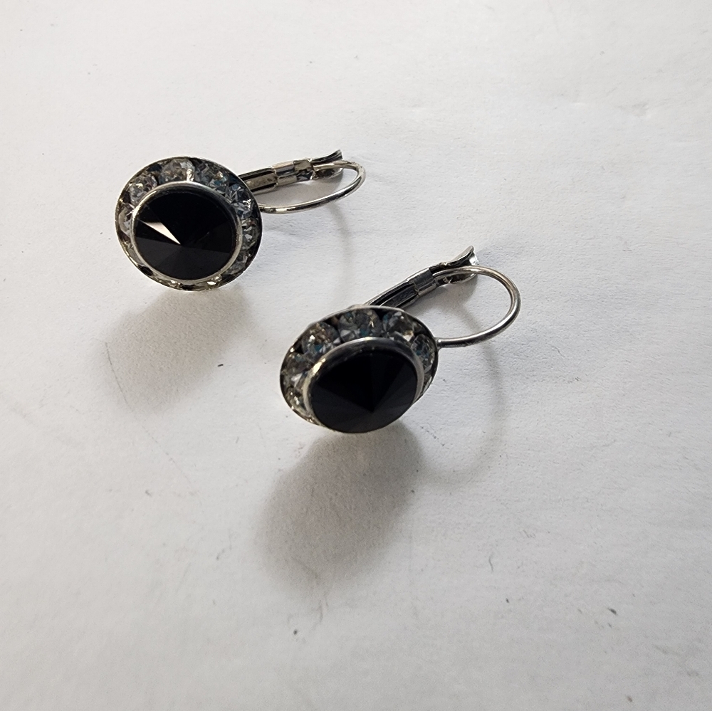 Black Jet Crystal & Silver Earrings made with Swarovski Crystal Elements